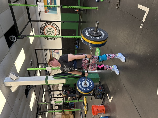 Sandy Brock pulling a deadlift at Prototype Training Systems in Westborough, MA, thirteen years into her membership
