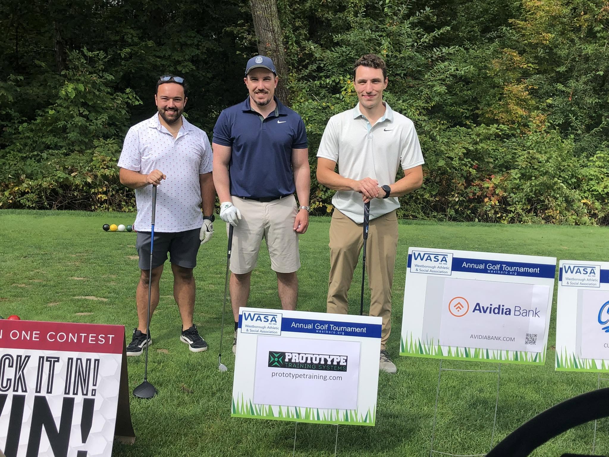 Tyler Moore, Tim Matatall and Ed Matatall at the annual WASA charity golf tournament