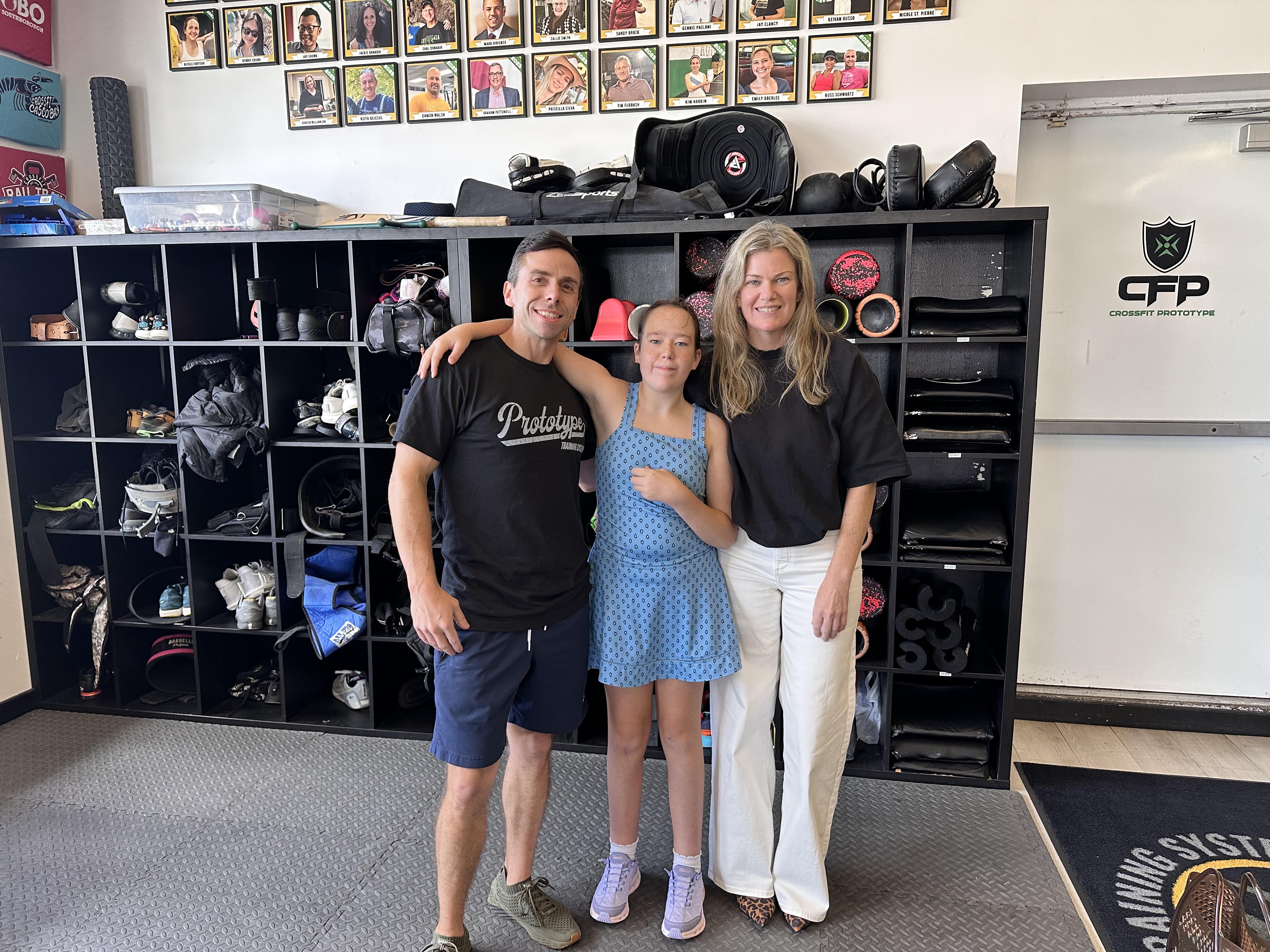 Molly Dulac with Coach Jon and her mom Meghan at Prototype