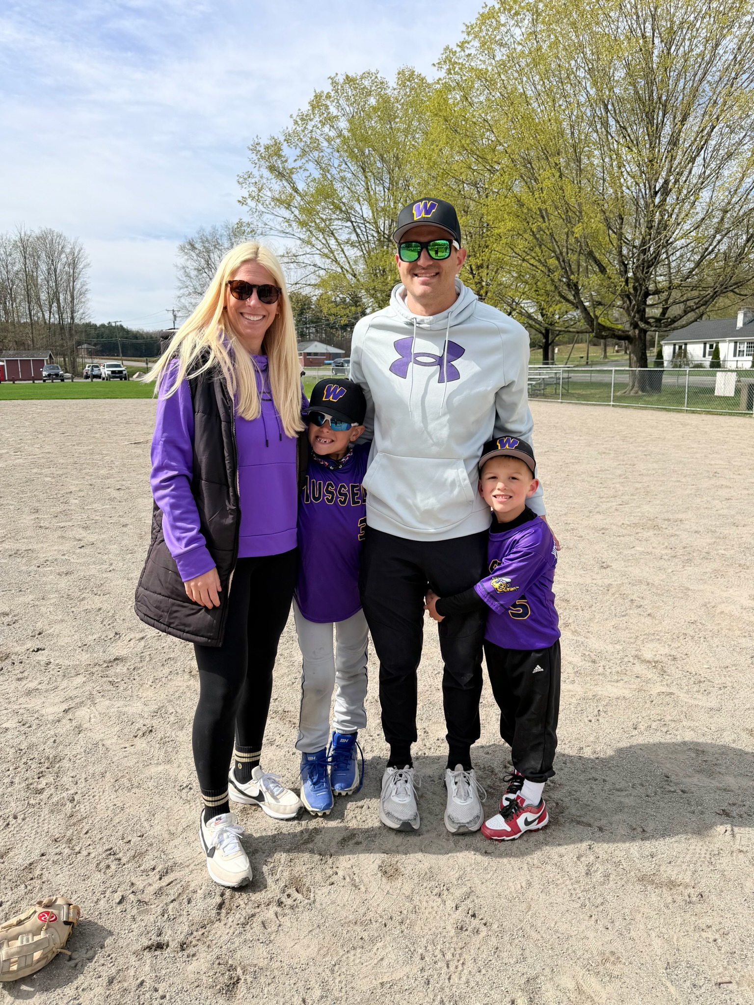 Chris Blanchard with his family at the baseball field