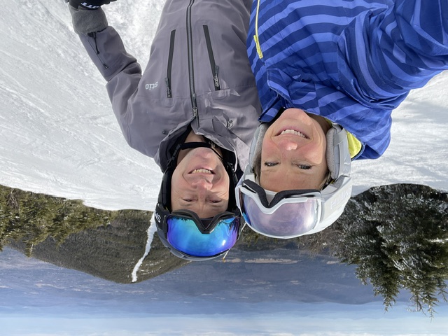 Coreen Williamson skiing with her husband