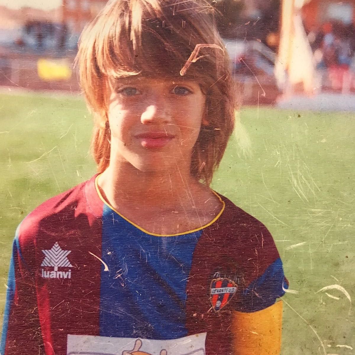 Santi as a boy in his Levante UD academy jersey