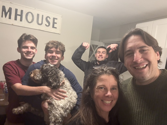 Jay Clancy with his wife Heather and their three sons