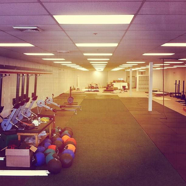 The original floor, turf strip down the middle, 2012.