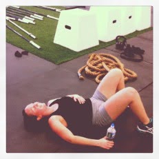 Nicole on the floor after an early Prototype workout
