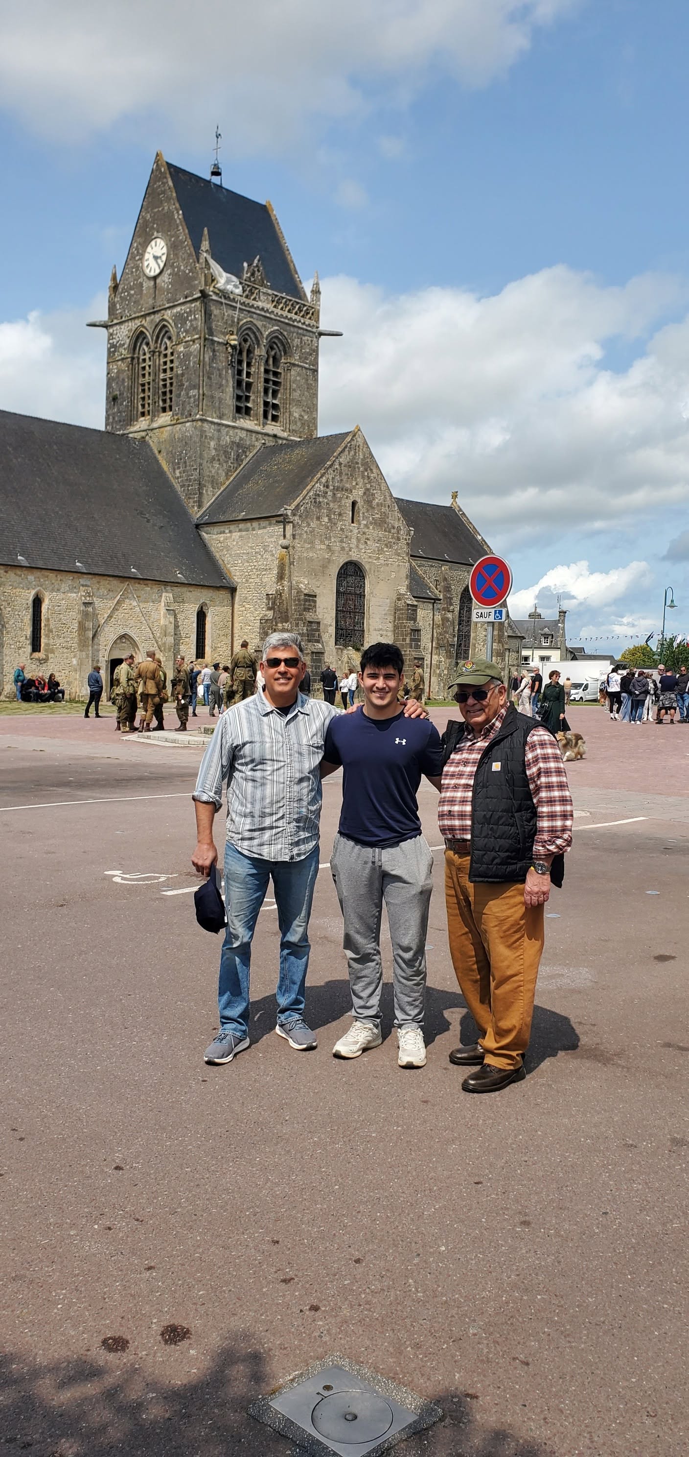 Eric in Normandy with his son Jake and his father