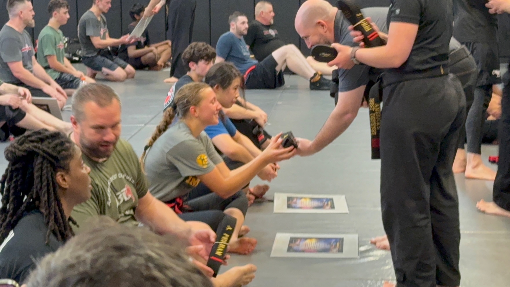 Ella Rust earning her black belt in Krav Maga
