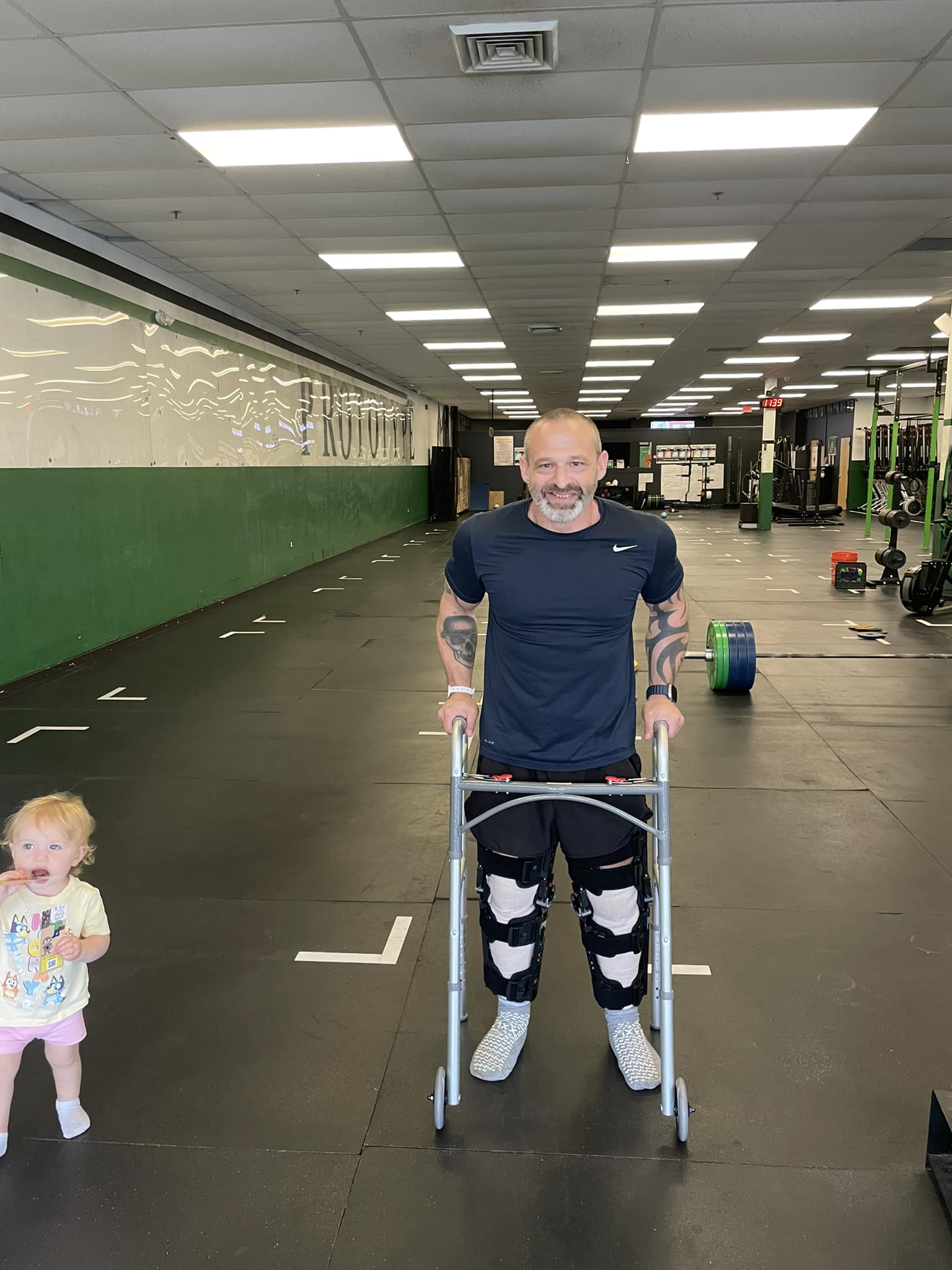 Tony Pittman post-surgery and his first time back in the gym at Prototype Training Systems
