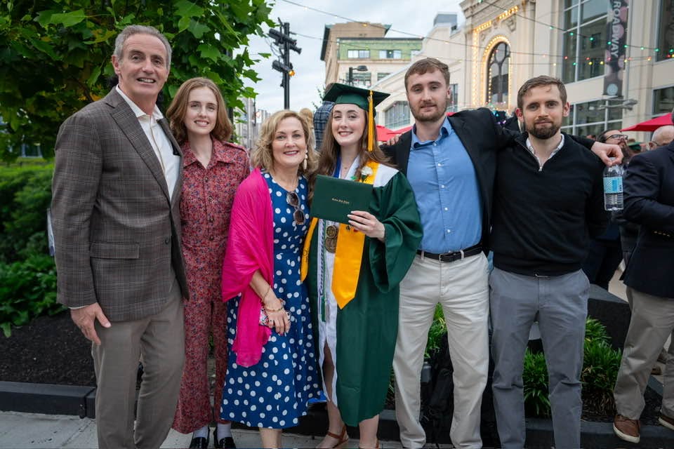 Anne Leahy with her family at her daughter's graduation