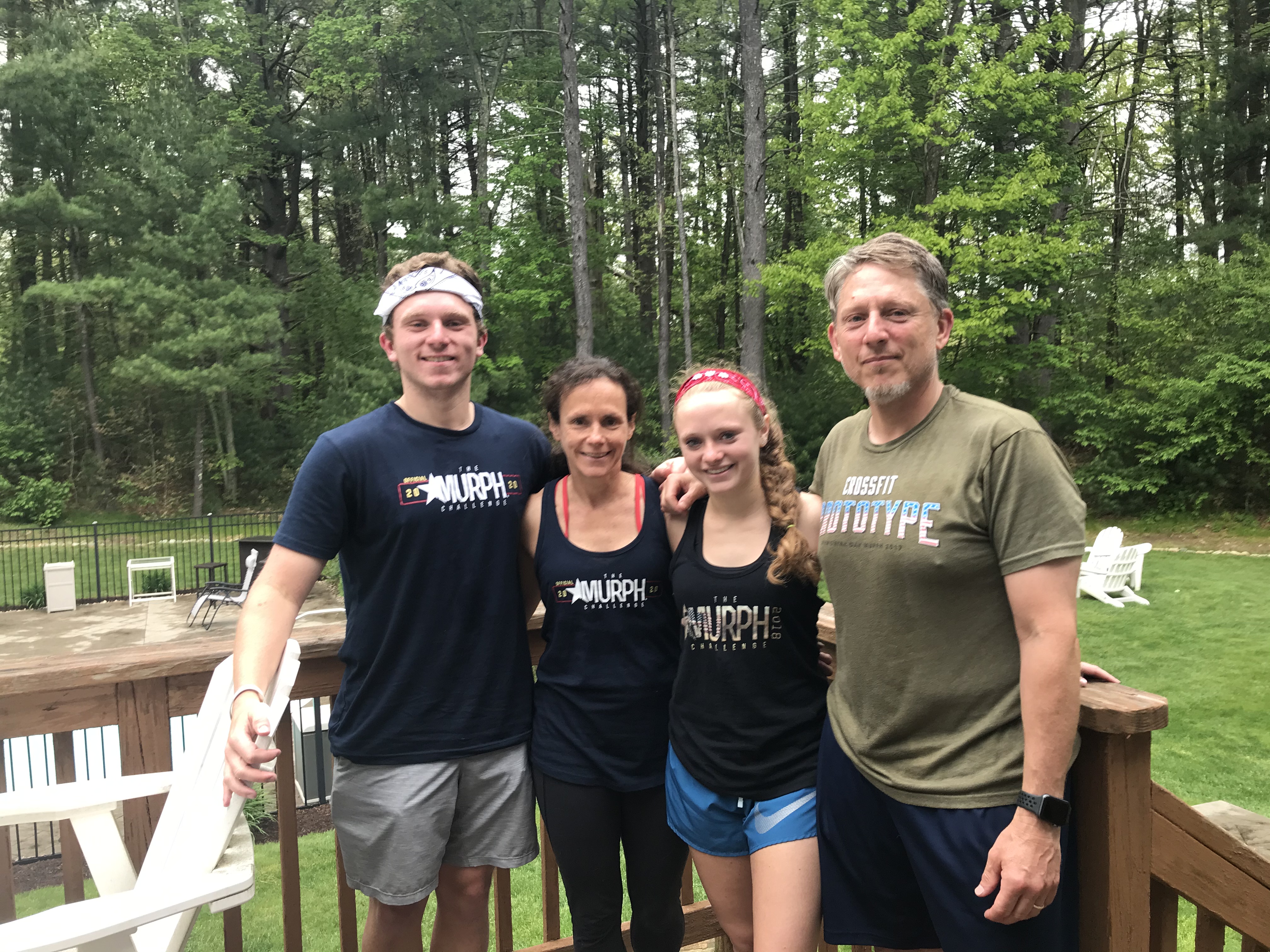 The Donadio family doing a Murph workout together at home during the pandemic