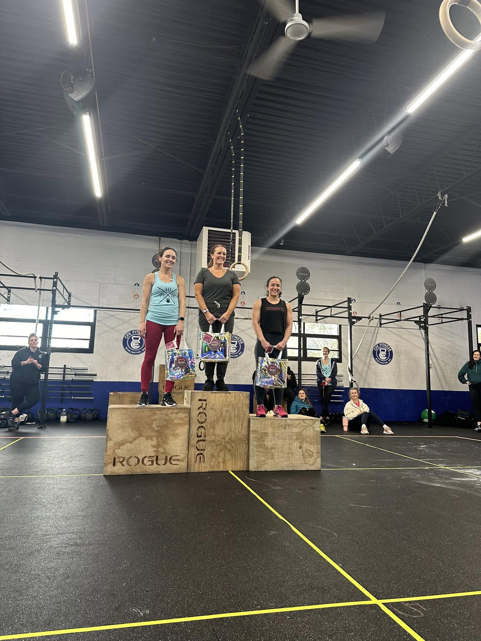 Natalie Beyranevand on top of the podium at a local CrossFit competition