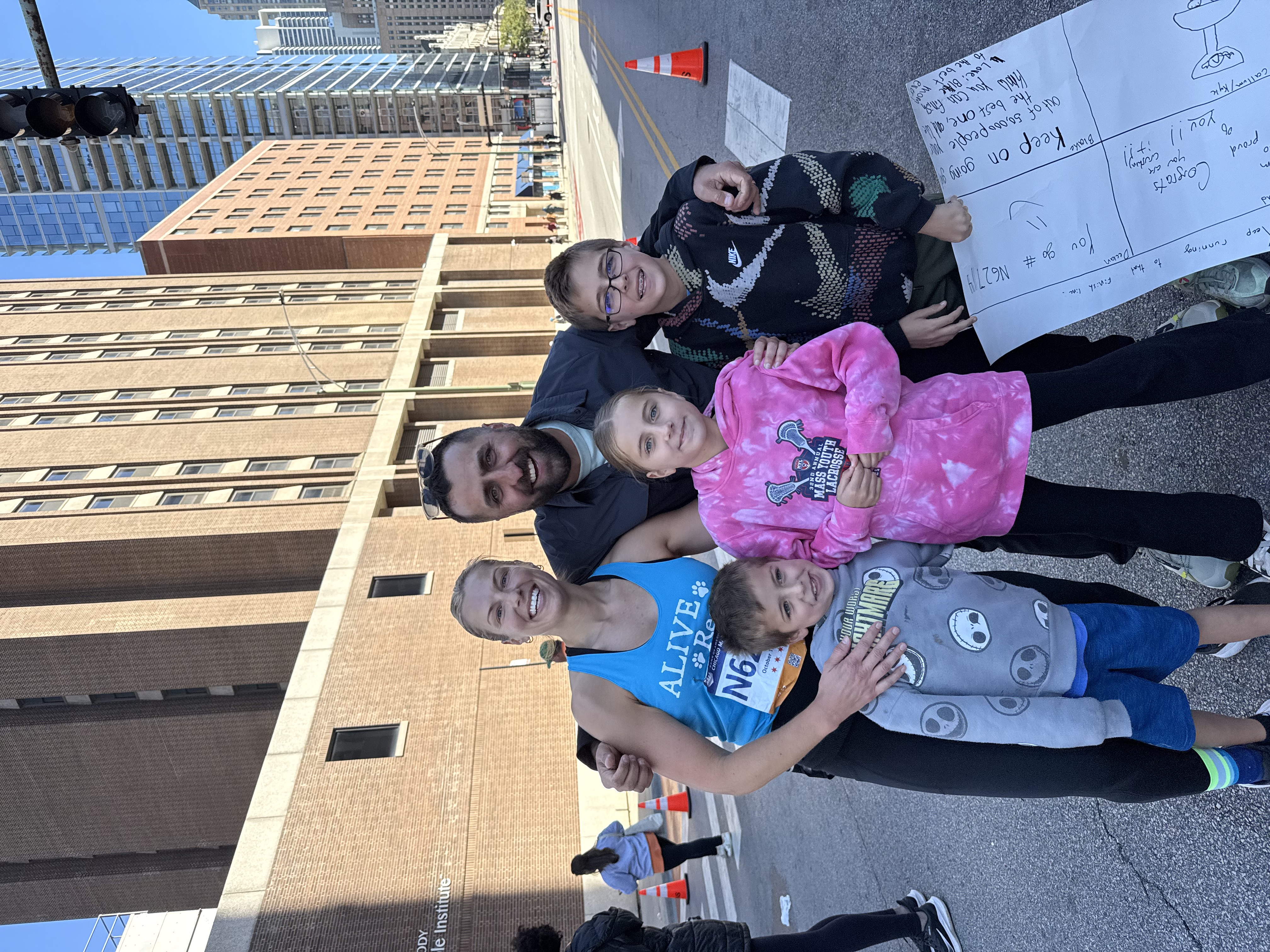 Gillian Barry and her family after the Chicago Marathon