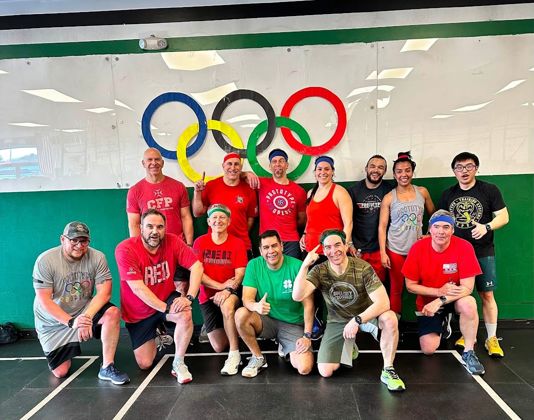 Kyle Graham with the 7am class at Prototype after a workout