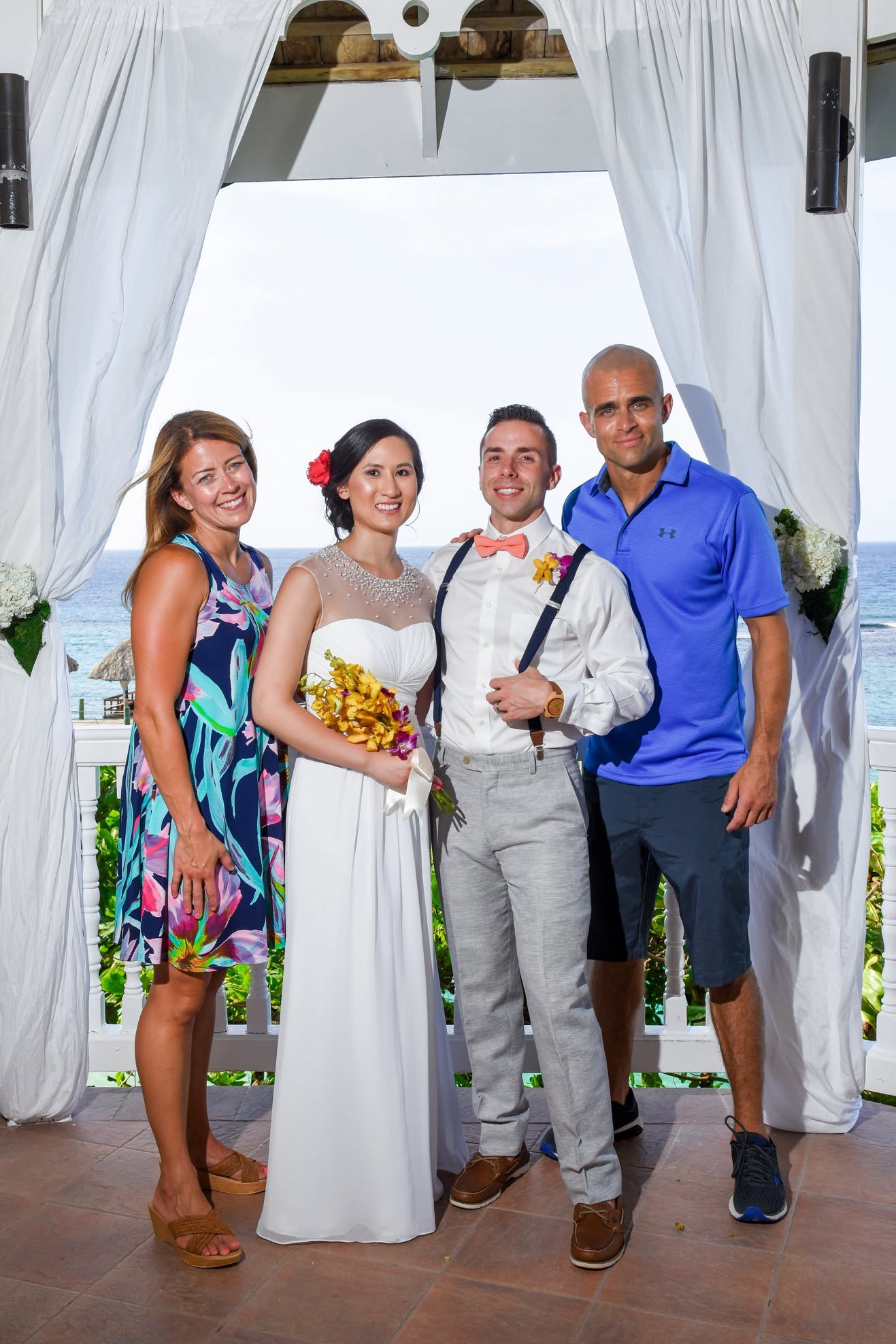 Brian and Lisa Zancewicz with Jon and Lily at their wedding in Jamaica