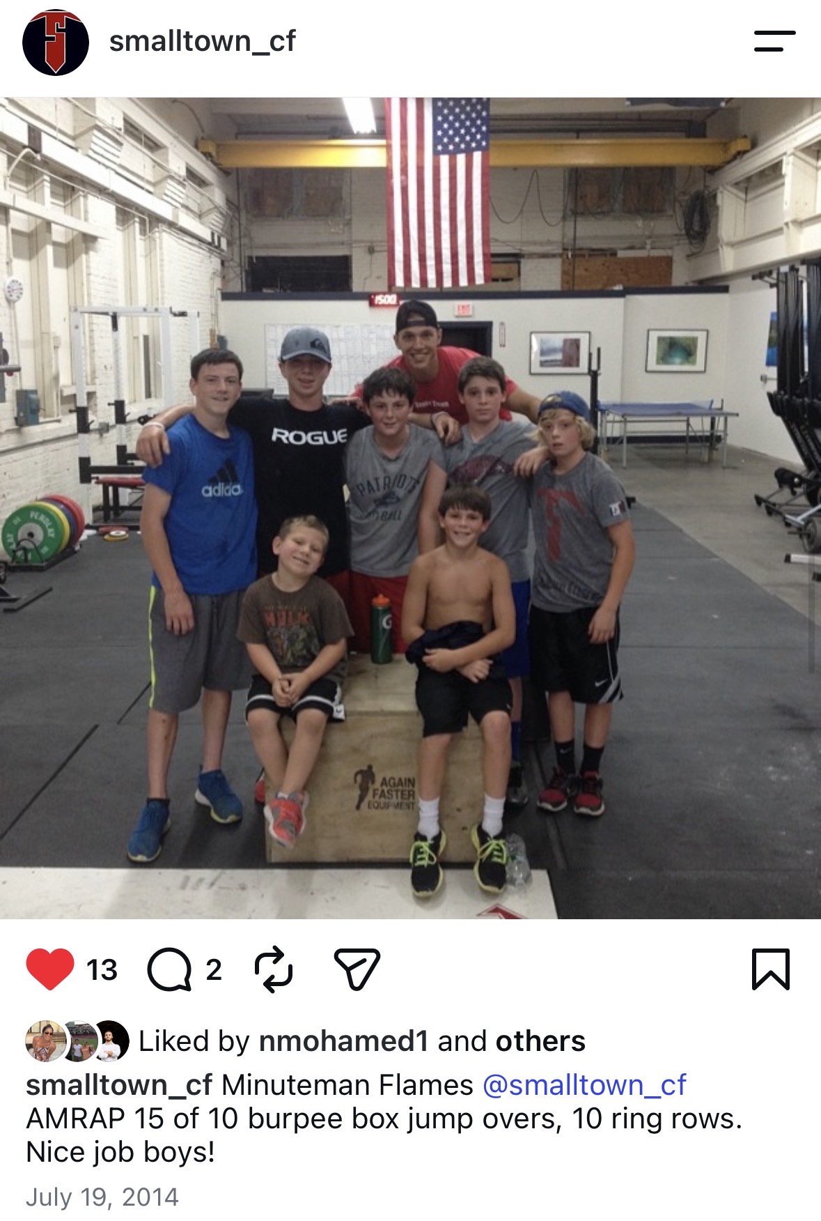 Griffin Barriere as a kid training at CrossFit New England with his hockey team