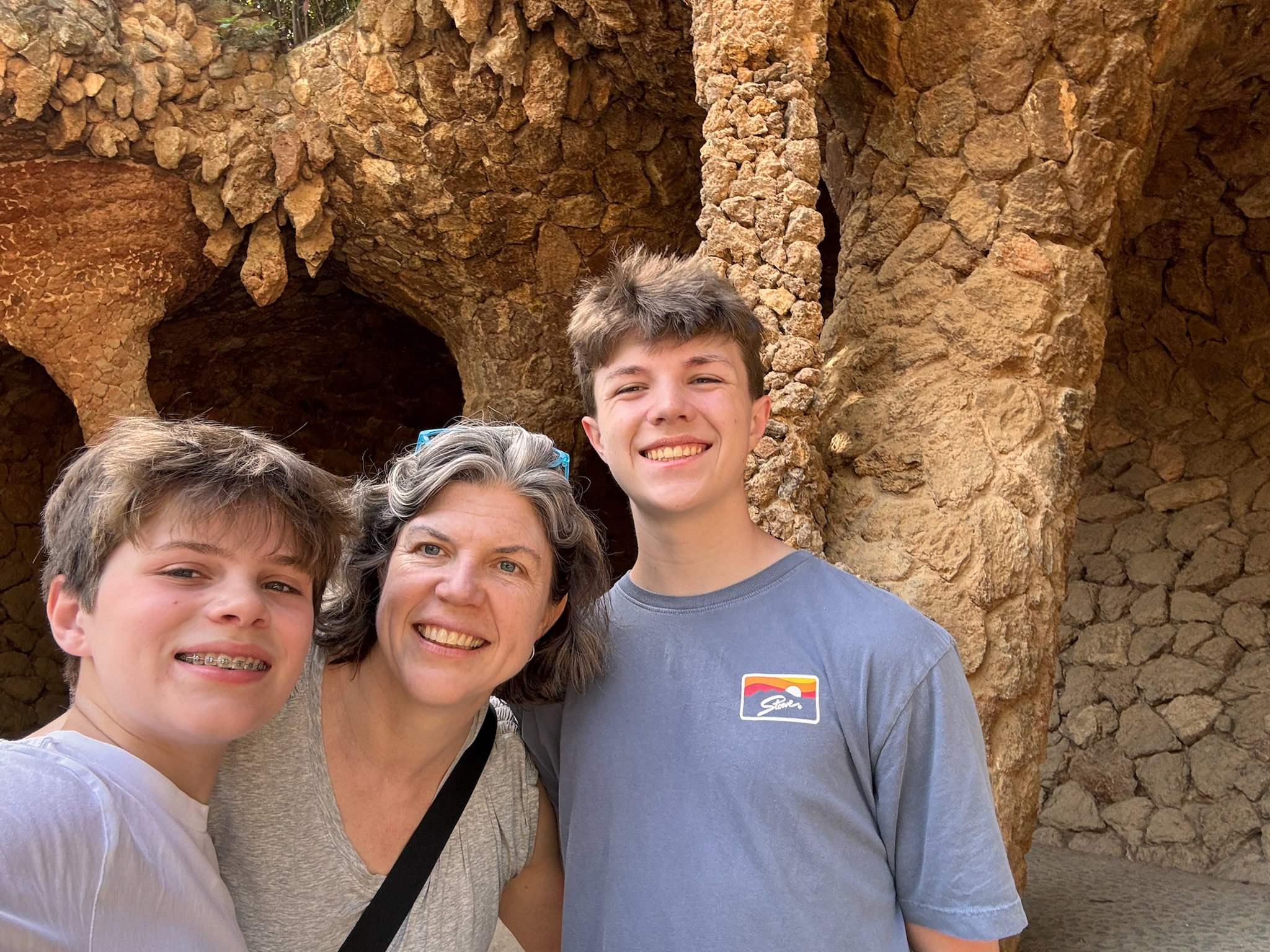 Julia with her kids in Barcelona