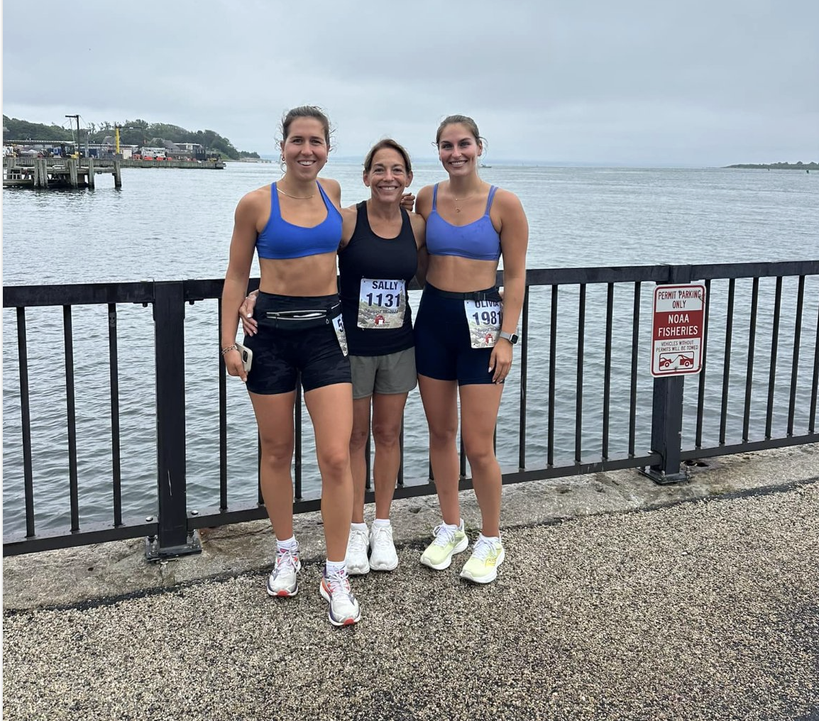 Sally Harwood at the 2024 Falmouth Road Race with daughter Olivia
